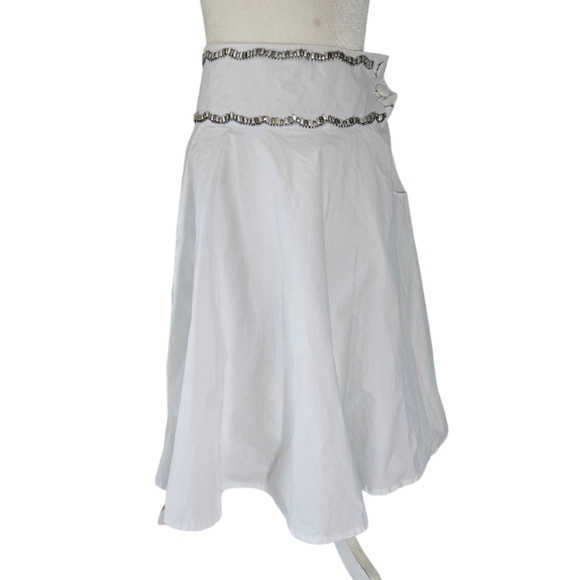 Haven Bleu Dresses & Skirts - Haven Bleu Cotton Beaded Elegant White Skirt